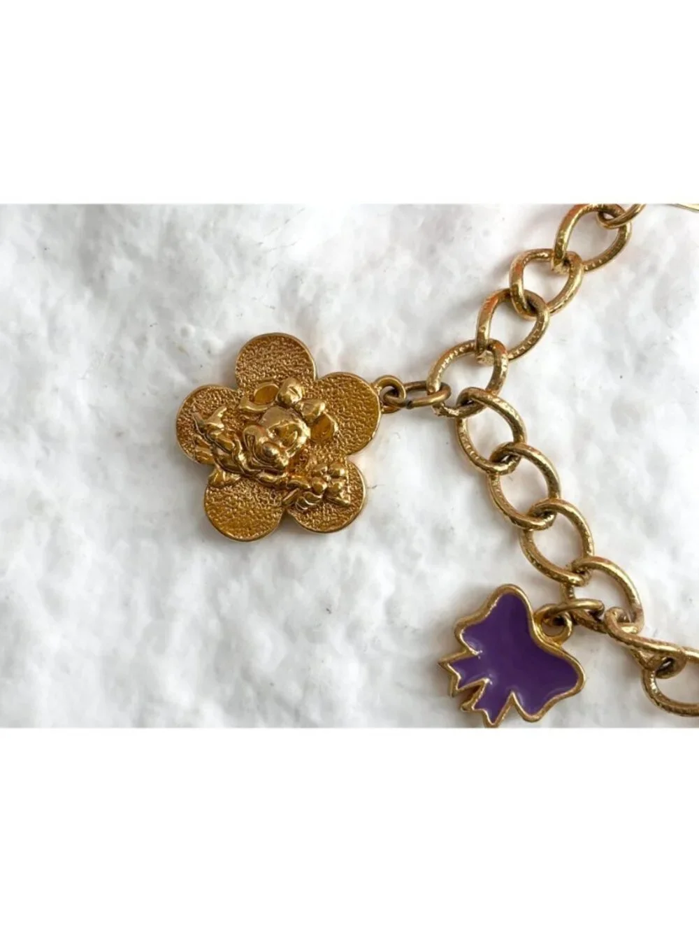 Disney Signed Minnie Mouse Friends Forever Charm Gold Toned Vintage Bracelet - Picture 10 of 16